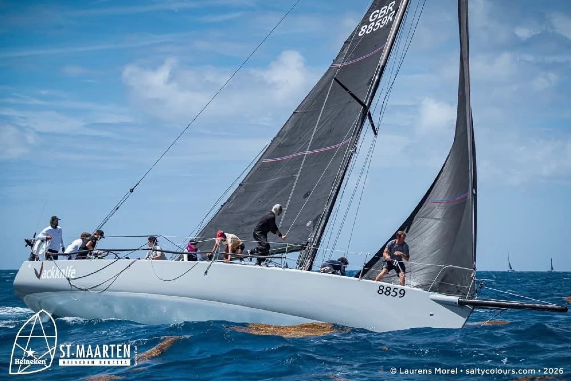 Racing aboard Jackknife at the St. Maarten Heineken Regatta