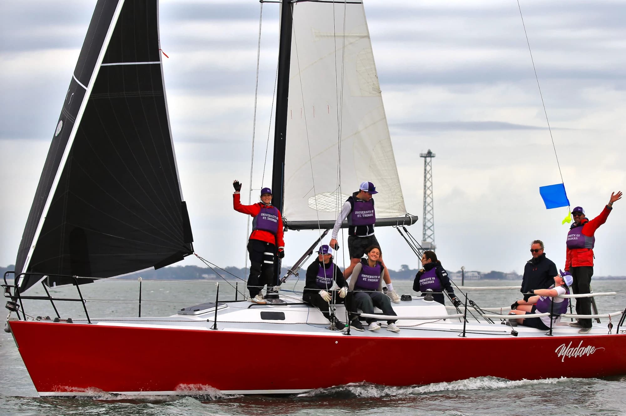 Naomi Peters racing with the University of St. Thomas sailing team